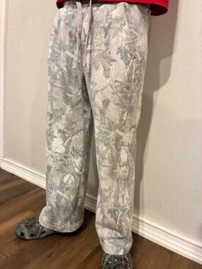 Hollister Wide Leg Sweatpants Grey Botanical Leaf Print Small